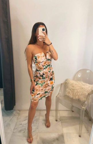 VESTIDO PALABRA HONOR FLORES