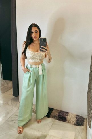 PANTALON LINO VERDE MENTA