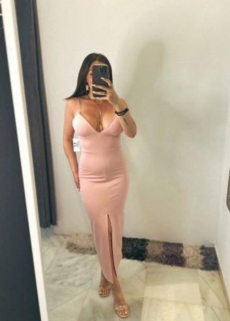 VESTIDO LYCRA ABERTURA ROSA