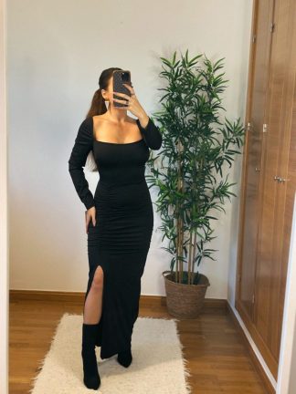 VESTIDO FRUNCE NEGRO