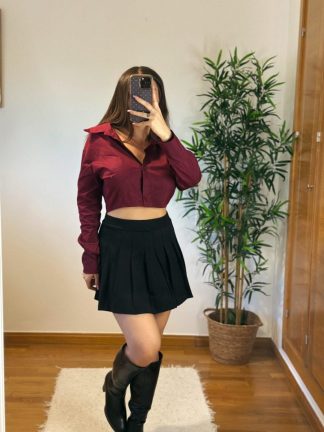 CAMISA CROP VINO