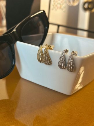 PENDIENTES GOTAS BRILLANTES ACERO